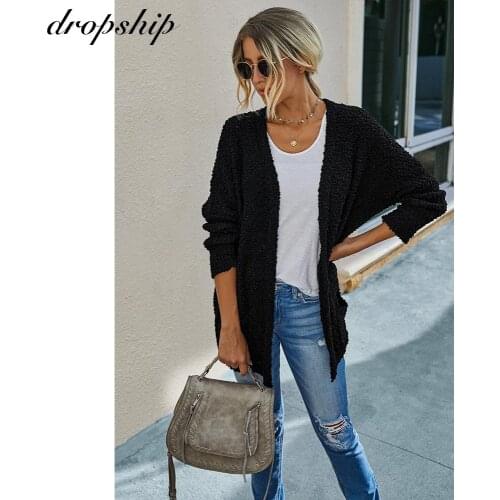 New Cardigan Women 2020 Casual Loose Knitted Solid Autumn Winter Women Sweater Clothes Outwear Women Fleece Long Cardigans Mujer