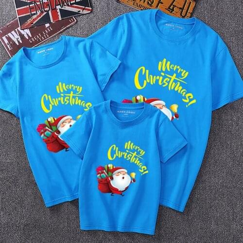 Family Matching Clothes Mother Father Daughter Son Kid Tshirt Family Santa Claus T-Shirt Family Look