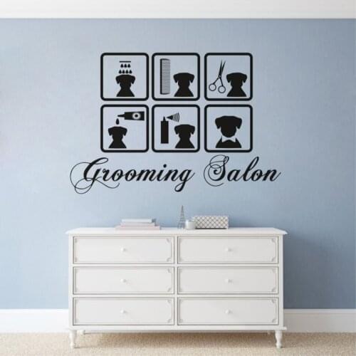 Pet Grooming Salon Window Poster Decoration Pet Salon Vinyl Wall Decal Veterinary Store Sticker Pet Dog Grooming Wall Sticker