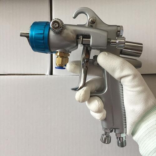 SAT1189 pistola de pintura high pressure air paint gun double nozzle 1.3mm chrome plate paint spray gun
