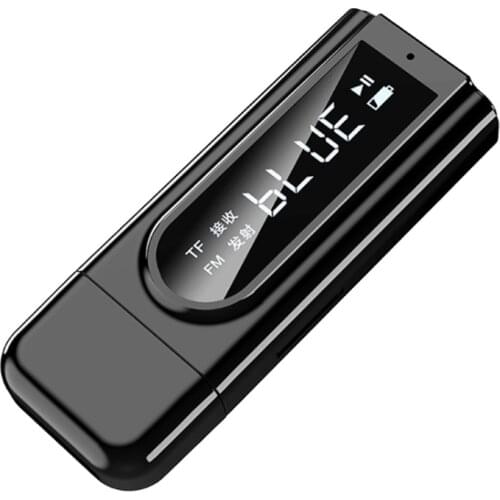 Bluetooth 5.0 Receiver Transmitter With TF Card Slot 3.5Mm Aux FM 2 In 1 Wireless Audio Adapter For PC Headphone