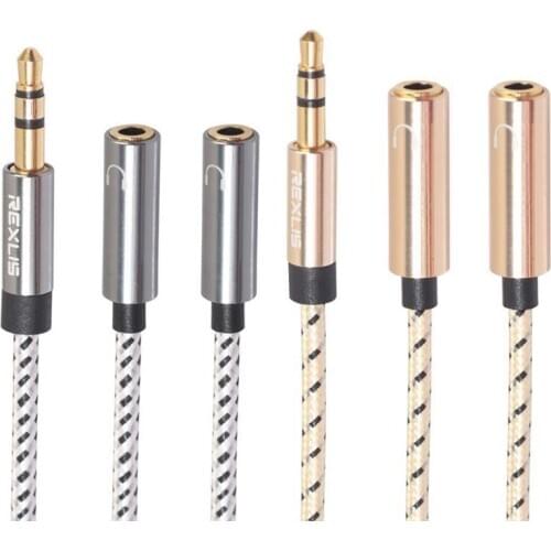 REXLIS(9.8inch) 3.5mm Dual Headphone Jack Splitter Adapter, AUX Stereo Earphone Earbuds Y o Split Adapter Cable Compatible w