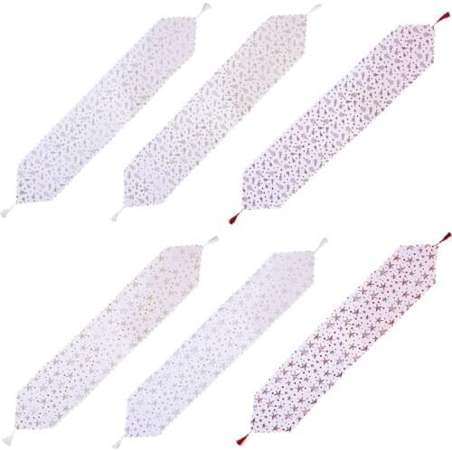 Luxury Christmas Tree Star Glitter Table Runner Tablecloth Placemat Tassel Decor
