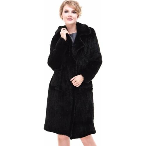 Luxury Genuine Knitted Mink Fur Coat Autumn Winter Women Outerwear Garment LF21013ZGF