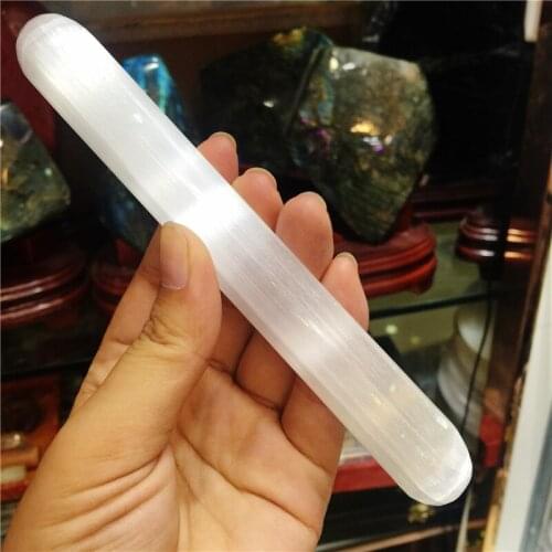 Selenite Crystal Massage Wand Smooth Polished Round Heal Reiki 1pcs