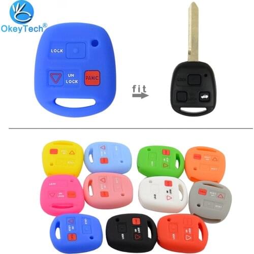 OkeyTech Silicone Car Key Cover Shell Fob Fit for TOYOTA Avensis Camry Corolla rav Remote Key Case 2+1 Button for Lexus Key Case