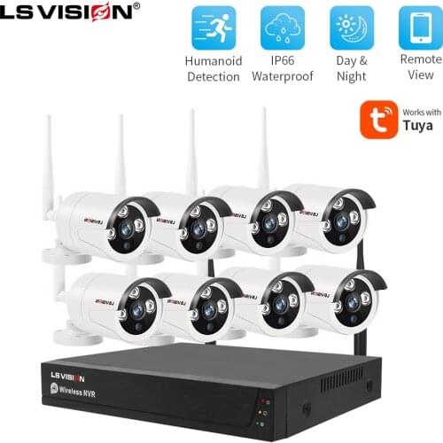 LSVISION Tuya Smart WIFI 2MP Video Security Surveillance IP Wireless CCTV Night Vision IP Camera Set Camera System For Home