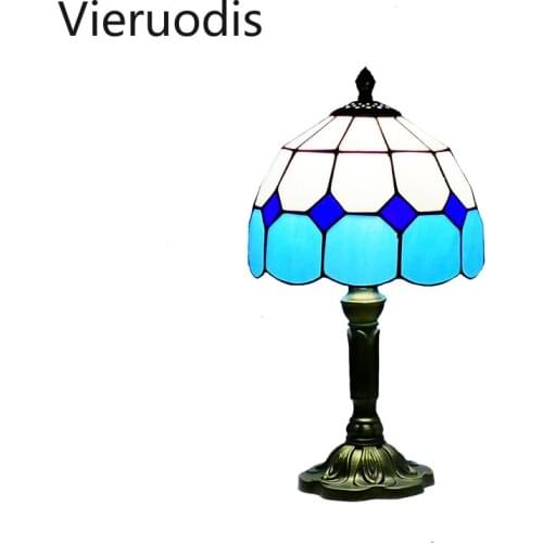 Mediterranean Table Lamp Tifffany Desk Light for Childrens Room Bedroom LED Power Saving Home Decor Luminaire Lighting Fixture