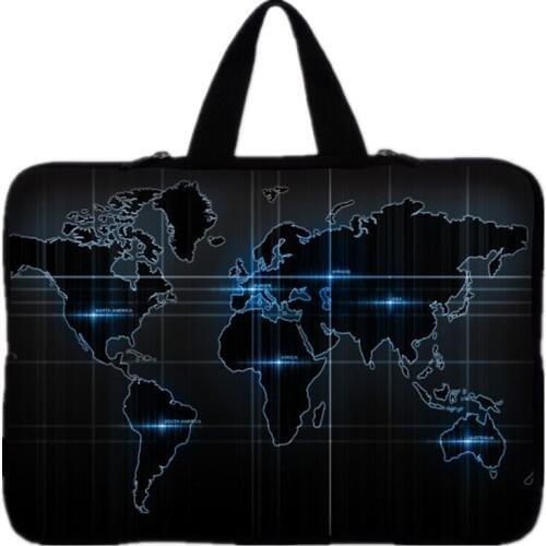 World Map Laptop Bag Soft Zipper Sleeve Case For Macbook Pro Air Neoprene Computer Bag 7.9" 10.1" 11.6" 13.3" 14'' 15.6" 17.3 #D