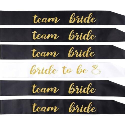 6pcs Wedding Bride To Be Team Bride Satin Sash Hen Night Girls for Wedding Bridal Shower Bachelorette Party Decoration Supplies