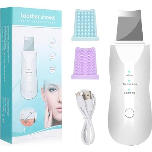 Ultrasonic Skin Scrubber Facial Pore Cleaner Shovel Spatula Blackhead Acne Remover EMS Facial Lifting Massager Face Nose Cleaner