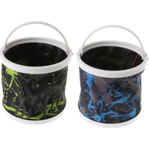 Fishing Bucket Canvas Round Folding Outdoor Portable 14cm Storage Camping Hiking