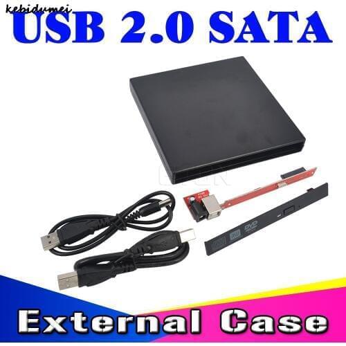 Kebidumei Wholesale Slim USB 2.0 DVD CD DVD-Rom SATA External Case for Laptop Notebook Computer