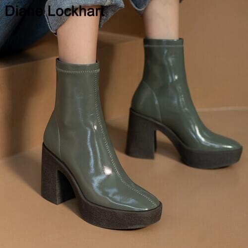 Platform boots gothic women Square Chunky High Heels Riding Boots Female Slip On Rock Punk Botas Mujer 2020 winter Womens Shoes