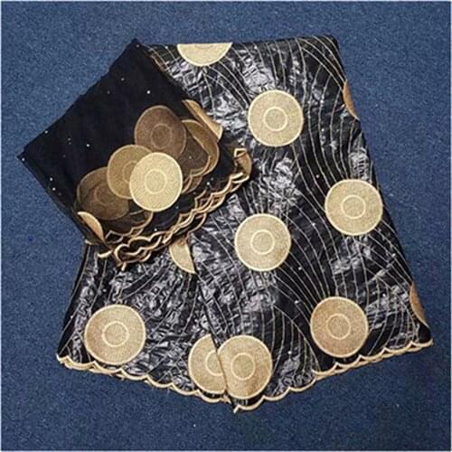 Bazin riche brocade black bazin brode brocade 2019 nouveau high quality nigerian tulle scarf set for women 5+2yards/lot