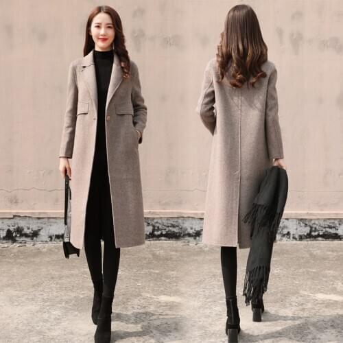 Luxury clothes Women Autumn Winter clothing New woolen coat female long Elegant womens coats Long sleeve Ladies wool Outerwear