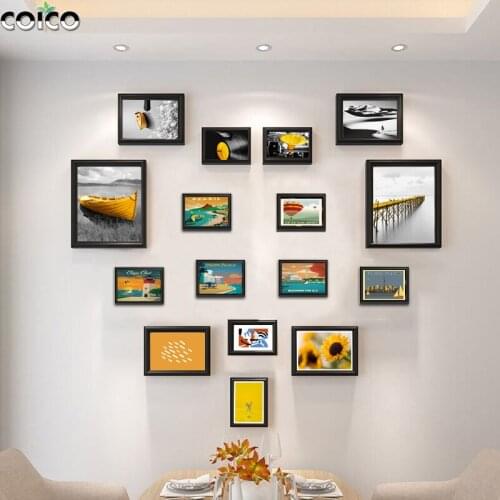 16/10/9 Pcs/set Black White Picture Frames Wood Wall Photo Frame Family Decor Wood Frame for Hallway Living Room Hang Painting