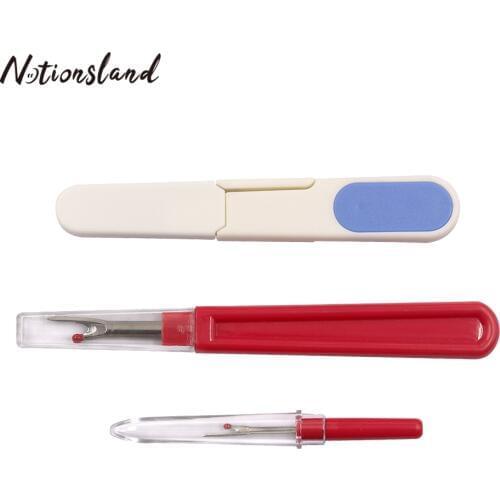 3Pcs/Set Seam Ripper With Plastic Handle Safety Cover Thread Cutter Unpicker and Yarn Scissors DIY Sewing Tools Random Color