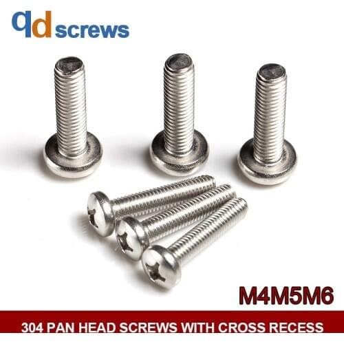 316 M4M5M6 Pan head screws with cross recess cross head phillips round Stainless steel screw GB818 DIN7985 ISO 7045