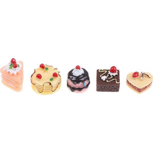 5Pcs Simulation Chocolate Cakes Miniature Decoration Your Dollhouse Add Some Lively Aure Food Figurine Dollhouse Accessories