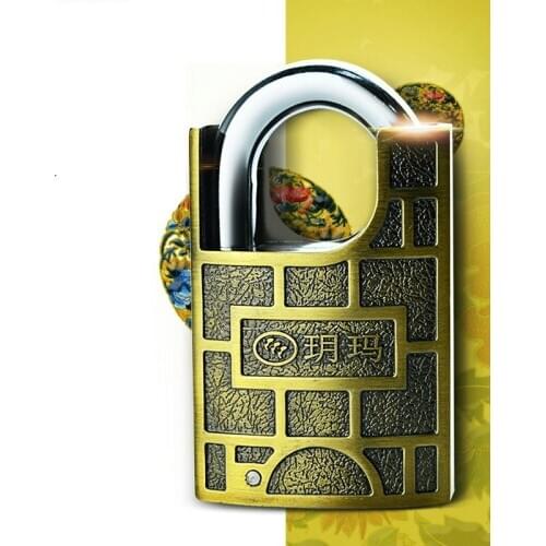 Antique brass lock padlock head idling blade padlock retro rust waterproof anti-theft door Shear
