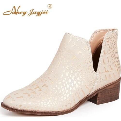 Livorno Woman Ankle Boots Fashion Dress Ladies Shoes Sexy 2021 Autumn Bock Heels Chunky Slip-on Crocodile-effect Big Size 45 41