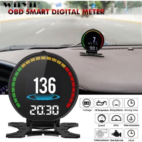 New P15 Digital Speed Hud Display Car Speedometer OBD2 Turbo Boost Pressure Meter Alarm Oil Water Temp Gauge Code Reader