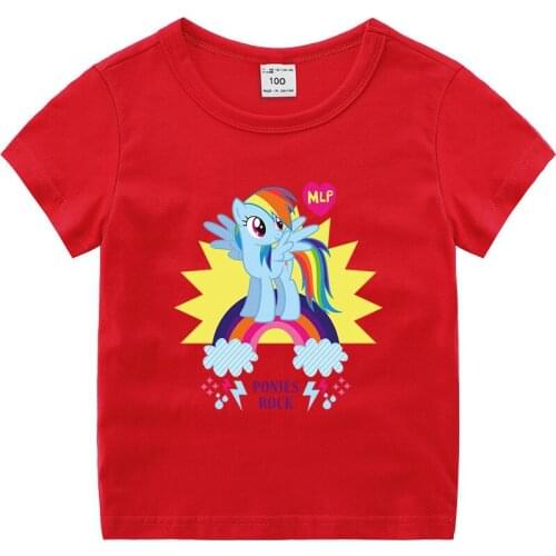 My Little Pony Girls Short Sleeve T-Shirt Suits 100%Cotton Summer Kids Tshirt Children Clothing Cute Cartoon Baby Girls Top Tees