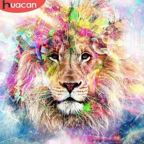 HUACAN Diamond Art Painting 5d DIY Animal Full Square/Round Diamond Mosaic Cross Stitch Lion Needlework Home Decor