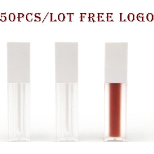 Custom Lable 7ml Empty Lip Gloss Containers Square Black,White Lid Clear Frosted Lip Gloss bottles Sample Vials Cosmetic Packing