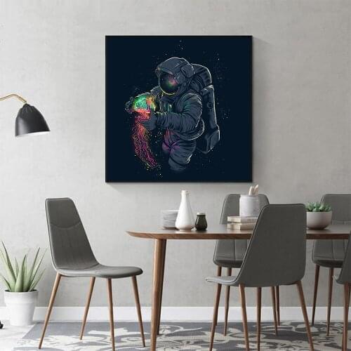He Held Up a Luminous Planet In The Dark Decorative Painting Living Room Canvas Painting Robot Painting Wall Art Decoration