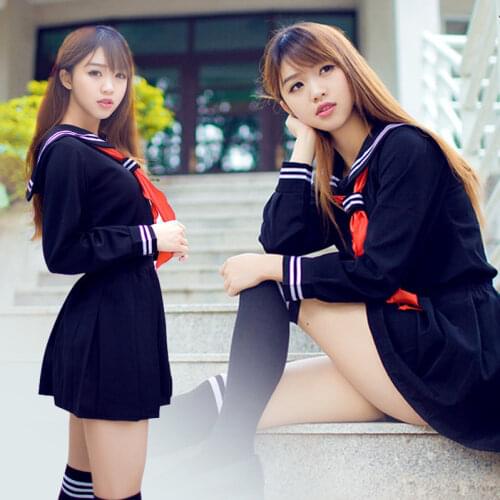 Japanese Anime Hell Girl Enma Ai Cosplay Costume School Uniforms Cute Girl Sailor Suit JK Student Top+Dress+Tie Clothing 3X Sets