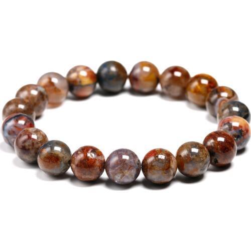 Natural Pietersite Stone Round 6MM 8MM 10MM Bracelet For Women Men Unisex Bangle Meditation Energy Agate Jewelry Couples Gift