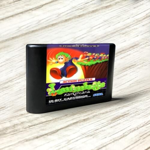 Lemmings - EUR Label Flashkit MD Electroless Gold PCB Card for Sega Genesis Megadrive Video Game Console