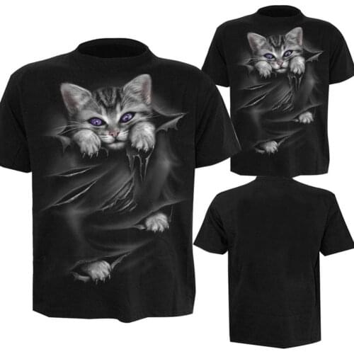 Hot Sales Lovely 3D Cat1 Printed T-Shirt Men Short Sleeve Round Neck Summer Loose Top Tee