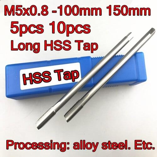 M5x0.8-100mm 150mm H2 5pcs 10pcs Long HSS Machine tap Processing: alloy steel, etc Free shipping