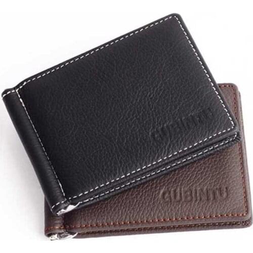 Genuine Leather fashion Mini Money clips Pocket purses Casual zipper clamp Slim Credit Holder for coin Multi-card bit Men wallet