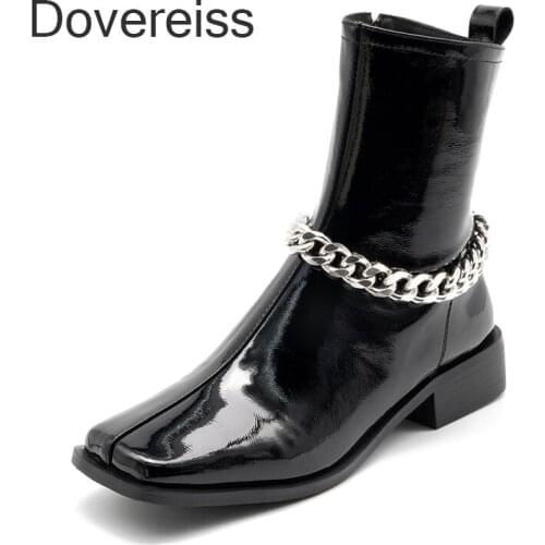 Dovereiss Fashion Genuine Leather Winter Sexy Motercycle Boots Casual Shoes White Consice Matin Boots Ankle Boots 40