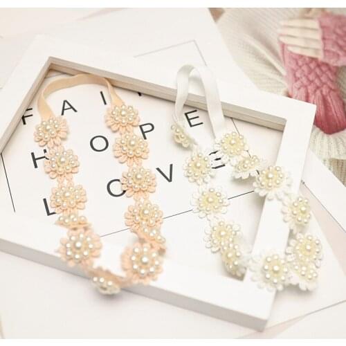 Korean Fashion Children Kids Hair Accessories Hairband Infant Newborn Baby Hair Band Lace Pearl Turban Headband Headwear