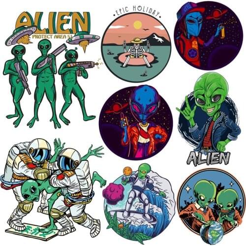 Alien UFO Patch Iron-on Transfers For Clothing Space Heat Transfer Patches For Clothes Transfer Iron-on Clothes T-shirt Stickers