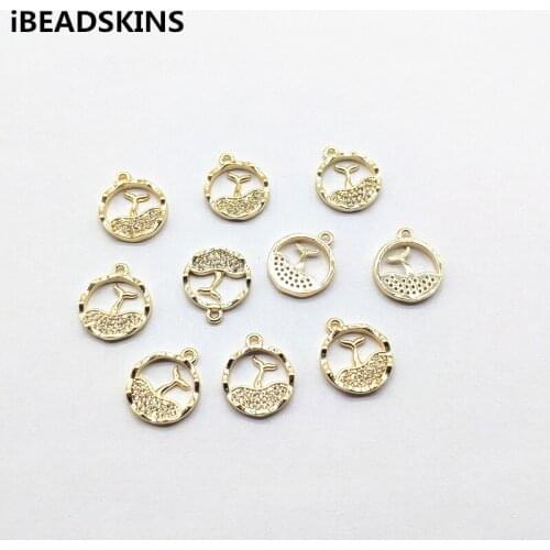 New arrival! 15x13mm 50pcs Clear Zircon/Copper Round shape Charm for Earrings parts,hand Made Earrings Findings Jewelry DIY