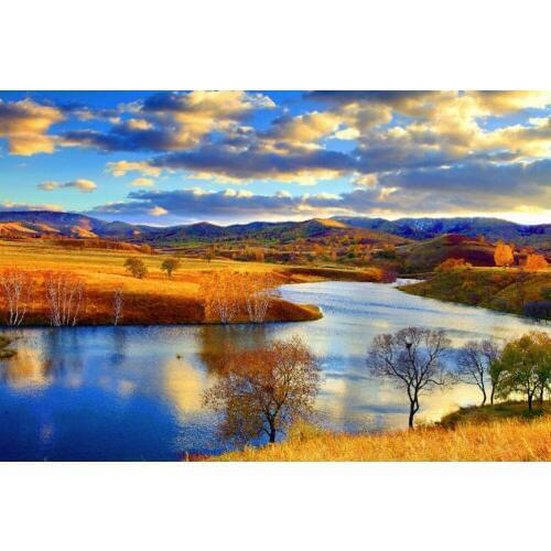 Autumn lake water The wooden puzzle 1000 pieces ersion jigsaw puzzle white card adult childrens educational toys