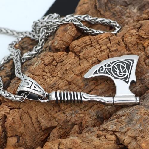 Nordic stainless steel rune amulet axe talisman pendant necklace