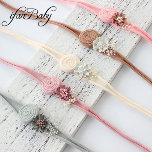 Chic Nylon Flower Headband Burn Fabric Rolled Kids Girl Hair Accessories
