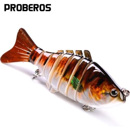 PROBEROS 6 Sections Fishing Lure 9cm/3.8"-0.38oz/10.68g Swimbait Fishing bait 6# Black Hook Fishing Tackle
