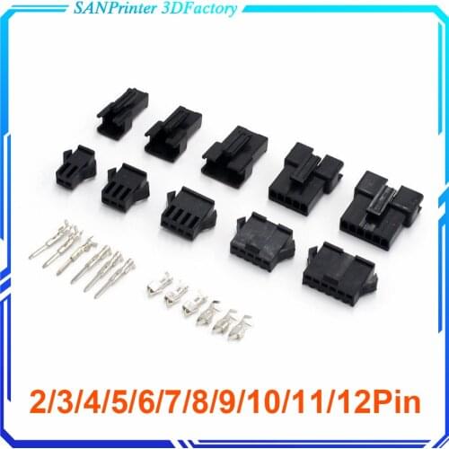 3D Printer connectors SM2/3/4/5/6/7/8/9/10/11/12 Pin Pitch 2.54MM Female and Male Housing + terminals SM-2P SM-2R JST SM2.54