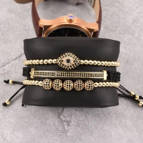 3pcs/set Luxury Jewelry New Zircon Hip Hop Gold Bracelets Men Cubic Micro Pave CZ Charm Braided Braiding Pulseira