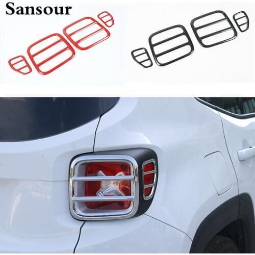Sansour Metal Car Rear Tail Light Lamp Guard Cover Decoration Sticker for Jeep Renegade 2015 Up Exterior Accessories Car Styling