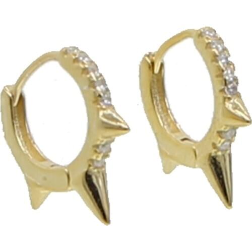 925 sterling silver Gothic Brincos Girl Retro Rock Earrings Punk minimal Spike Rivet hoop Earrings For Women Party Jewelry Girl