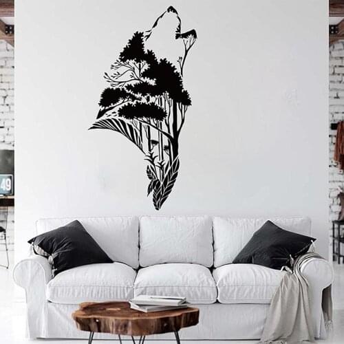 Modern wolf head howling tribal earth ground element Wall Sticker Bedroom Kids Room Jungle Animal Wolf Head Wall Decal Vinyl